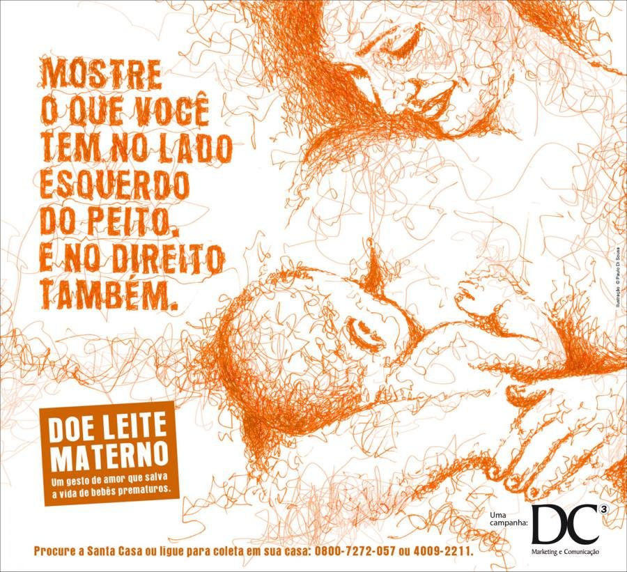 DC3 — campanha doe leite materno, ilustração de mãe e bebês