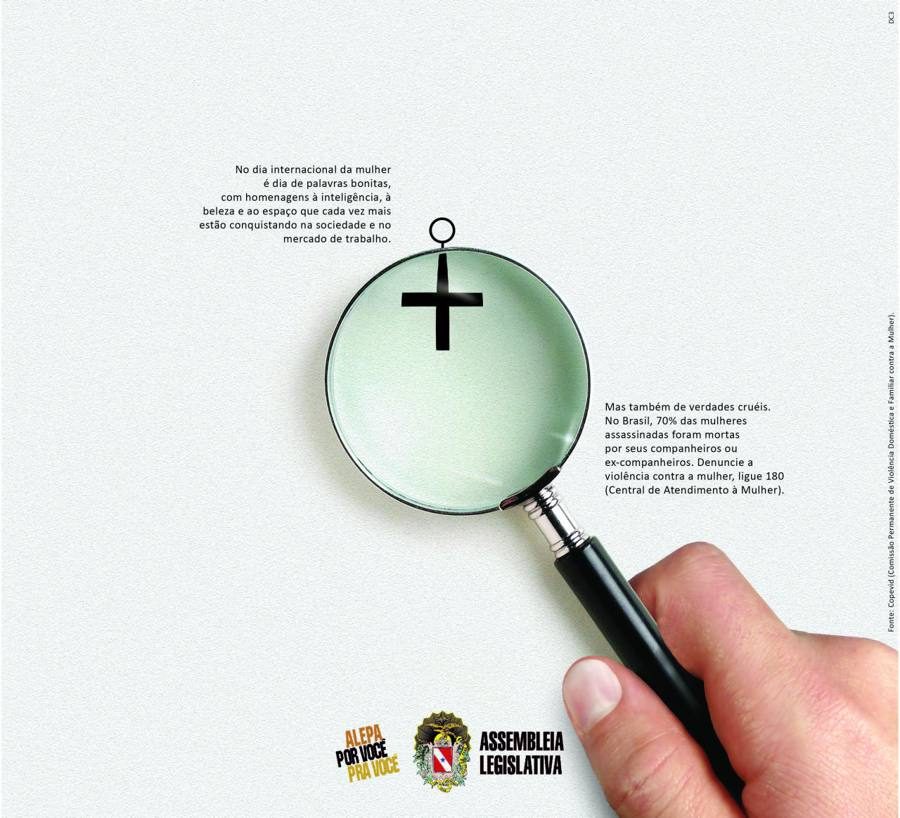 ALEPA — lupa sobre símbolo, campanha contra violência doméstica